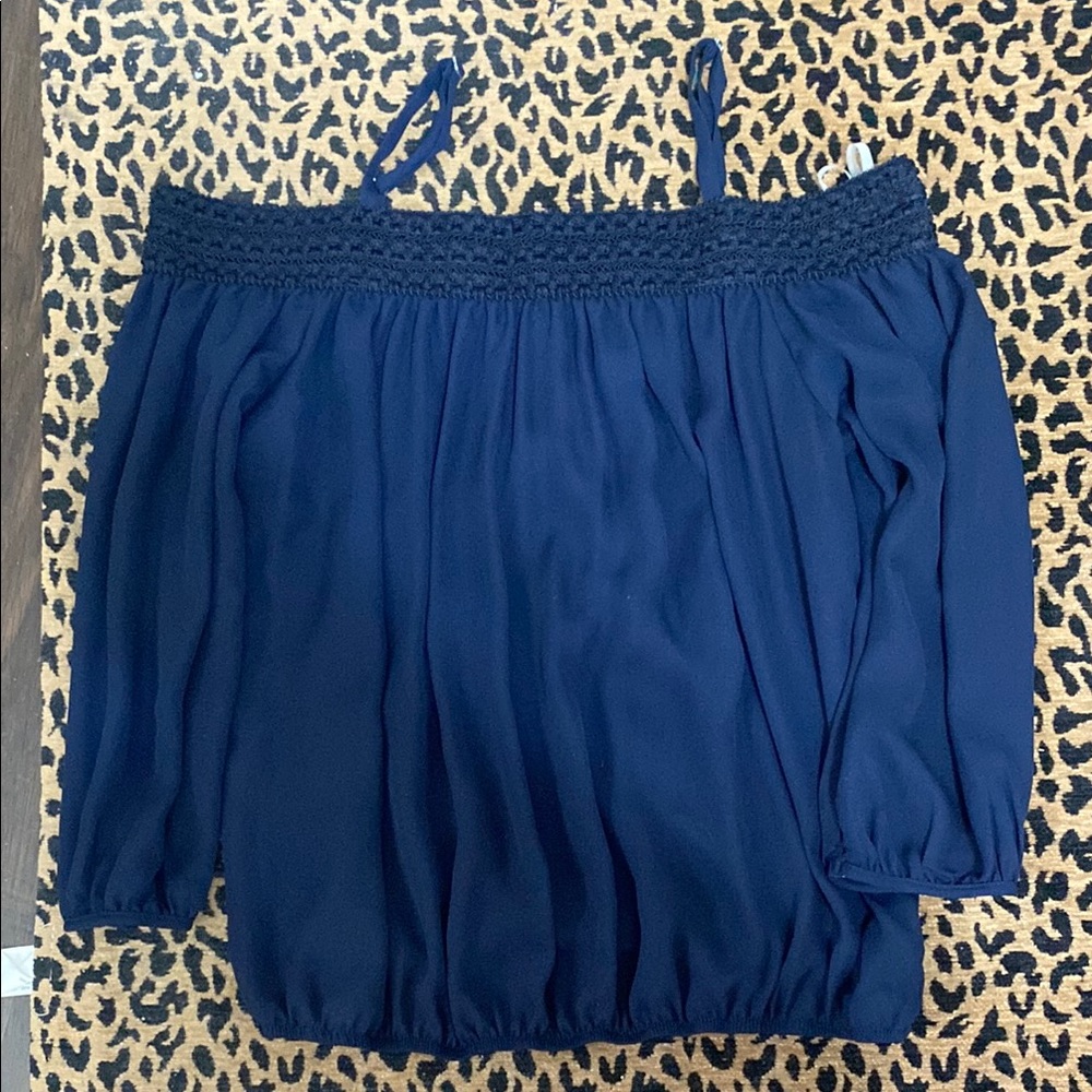 Navy Off-Shoulder Blouse